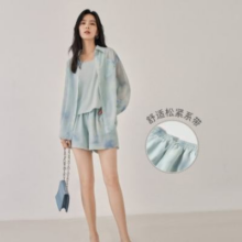 DUIBAI 对白 女士长袖背心短裤三件套装 CDZ015H