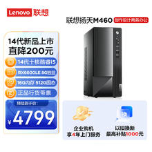 Lenovo 联想 扬天M460 设计师游戏台式电脑主机(酷睿14代i5-14400F RX6600LE 8G独显 16G DDR5 512G)