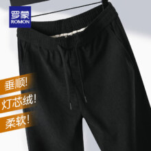 罗蒙（ROMON）灯芯绒休闲裤男2024秋季抽绳腰时尚百搭加厚直筒长裤男