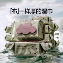 婴儿手口湿巾宝宝湿纸巾成人可用紫盖湿巾80抽*12包×2件