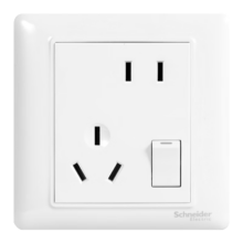 PLUS会员：Schneider Electric 施耐德 86型插座 斜五孔带开关 白色