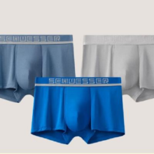 百亿补贴、PLUS会员：舒雅（Schiesser）男士平角内裤 3条装  蓝灰+灰色+中蓝 L