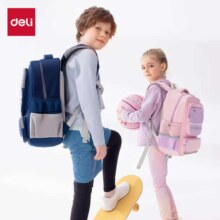 PLUS 会员： 得力（deli）小学生书包 男女孩 运动风简约大容量减负背包