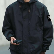 plus会员：回力 外套男 冲锋登山衣 防水防风夹克 黑色