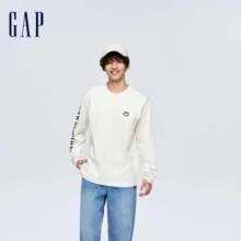 plus会员：Gap男装 LOGO纯棉宽松长袖T恤