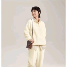 蕉下（beneunder）睡衣女士绒感圆领家居服套装万粒绒套头卫衣外套+裤子外穿PO08023 原露米 S