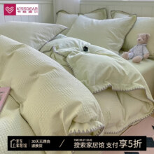 plus会员：卡丝迪尔 KISS DEAR华夫格床上四件套纯棉100床单床笠被套保罗浅绿 1.5/1.8m床【床单款四件套】