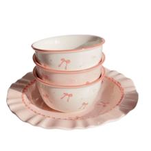 CERAMICS 佩尔森 蝴蝶结釉下彩陶瓷餐具 4.5英寸碗 巧克力色/军绿色/天蓝色/桔色/浅灰色/浅绿色/浅黄色