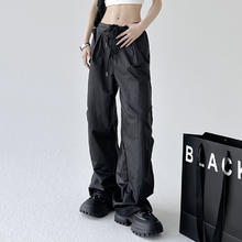 木昱子 街头工装裤女秋季2024年新款薄款降落伞休闲宽松高腰显瘦阔腿运动