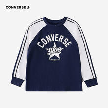 CONVERSE 匡威 儿童童装男童长袖T恤2024秋季中大童拼接打底衫 藏青蓝 150/72
