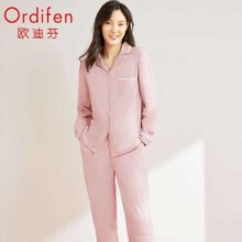 PLUS会员：欧迪芬睡衣家居服新疆棉休闲女士套装柔棉透气情侣款翻领女式 PH1714