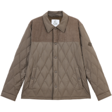 plus会员：杰克·琼斯（JACK&JONES）男装衣服秋冬灯芯绒拼接轻薄羽绒服男短款夹克衬衫式外套