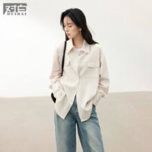 2日10点：DUIBAI 对白 工装风女式翻领长袖衬衫 EDC058H
