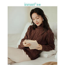 INMAN 茵曼 北绒毛衣冬女装高领打底针织 咖红色 S