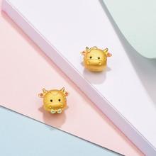 minGR 明牌珠宝 足金串珠 3D硬金黄金转运珠牛年生肖宝宝可爱