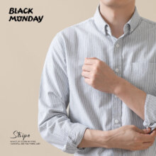 BLACKMONDAY纯棉牛津纺长袖衬衫男