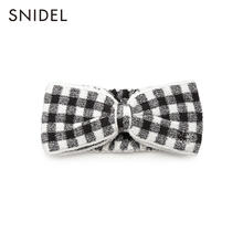 SNIDEL HOME秋冬甜美格纹松紧绒面蝴蝶结发带SHGG234200