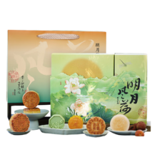 PLUS会员：知味观 月饼礼盒装送礼高档级广式莲蓉蛋奶黄流心豆沙 春江花月礼盒 435g