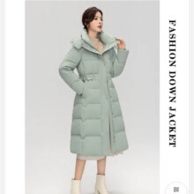 鸭鸭  羽绒服  女长款过膝外套  多色多码