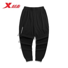 特步 运动裤男款宽松运动长裤九分裤 正黑色 M