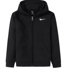 NIKE 耐克小童装男童保暖加绒外套秋冬儿童开衫连帽卫衣 正黑色 120(6)