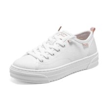 plus会员：斯凯奇（Skechers）低帮帆布鞋 纯色 软底减压舒 适女款小白鞋
