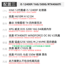 技嘉13代i5 13400F/RTX4060Ti系列电竞DIY游戏直播16G设计AI绘图办公全家桶家用台式电脑主机整机 配三：12400F+RTX4060Ti
