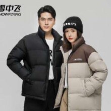 plus会员：SNOWFLYING 雪中飞 时尚休闲斜插式口袋短款立领羽绒服