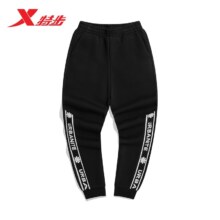 特步 运动裤女休闲卫裤 正黑色 M/165