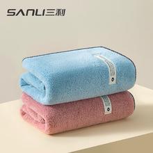 SANLI 三利 毛巾A类强吸水柔软速干面巾洗澡精致锁边洗脸巾 蓝色+粉色