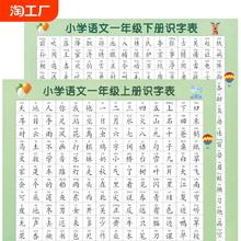 一二年级语文识字表挂图儿童小学生上册下册生字表认字学习挂图