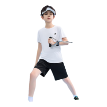 特步（XTEP）儿童童装夏季套装男童气舒适短袖针织套装 珍珠白 150cm