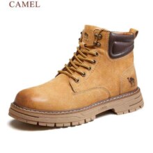PLUS会员：骆驼 CAMEL 男鞋新款复古休闲时装靴增高厚底户外工装男士大黄靴 G13W076024