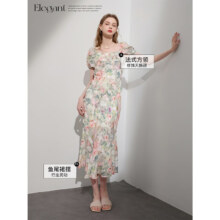 PLUS会员：三彩 油画碎花裙 豆绿花卉 D391D1025L20