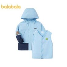 PLUS会员：balabala 巴拉巴拉 儿童外套印花拼接时尚连帽两件套