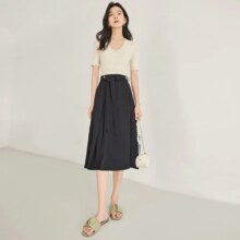 对白 女式 A字中长款半身裙