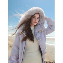 PLUS会员：三彩 狐狸毛领长款白鸭绒羽绒服女 D384Z1025Y00 多色可选