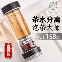 茶之恋 青春版茶水分离泡茶杯双层男女士玻璃杯子高档便携透明水杯157.99元