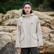PLUS会员：拓路者 Pioneer Camp 2中长款防水女运动休闲连帽风衣登山服春秋款