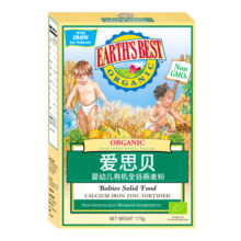 爱思贝（EARTH'S BEST）宝宝钙铁锌米糊 地球婴幼儿辅食 高铁有机燕麦粉175g（6-36月）