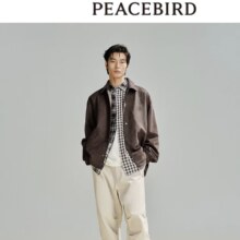 PLUS会员：PEACEBIRD 太平鸟 男士仿麂皮教练夹克 春季印花休闲茄克112.8元包邮（需用券）