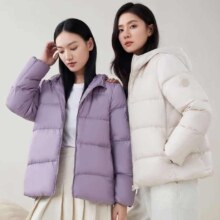京东plus：鸭鸭 新国标羽绒服女短款 丁香紫 155/S+凑单