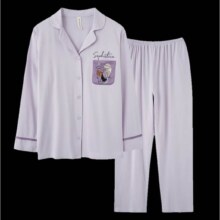 芬腾  男女秋款开襟长袖棉质  家居服套装