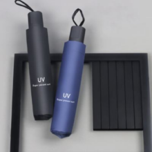 手动UV折叠黑胶防晒防紫外线遮阳晴雨两用伞  手动款8骨 黑色UV