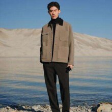 plus会员：太平鸟男装 全羊毛夹克时尚工装毛呢外套  咖黄色（宽松） XL