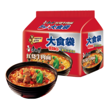 plus会员：康师傅 方便面 大食袋红烧牛肉面五连包145g*5 袋装