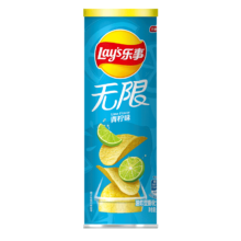 plus会员、需首购:乐事（Lay's）无限薯片 青柠味 104g 罐装 膨化食品 零食 休闲食品