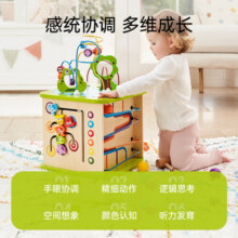 Hape【德国】多功能游戏盒 六面体串珠配对盒子1-3岁儿童早教玩具 开心农场游戏盒 E1810