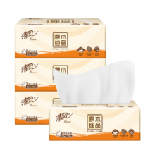 清风原木纯品家用抽纸100抽*4包