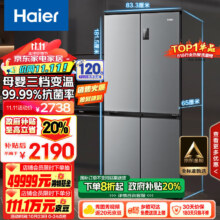 双11狂欢：Haier 海尔 节能大师系列 BCD-465WGHTDE9S9 风冷十字对开门冰箱 465L 星辉银